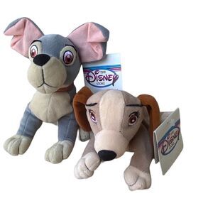 Disney Exclusive Classic Lady and The Tramp Plush Stuffed Mini Bean Bags NWT
